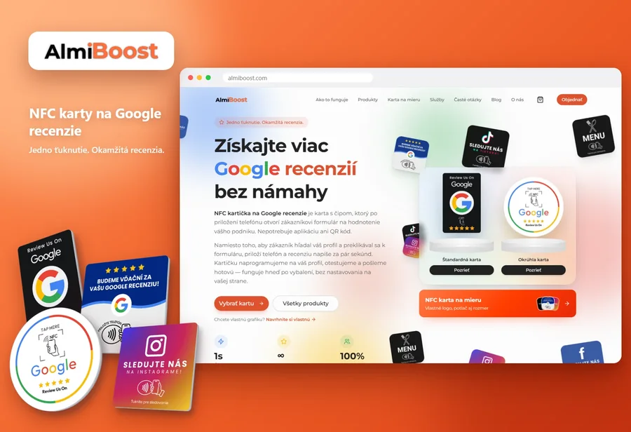 AlmiBoost website and NFC cards